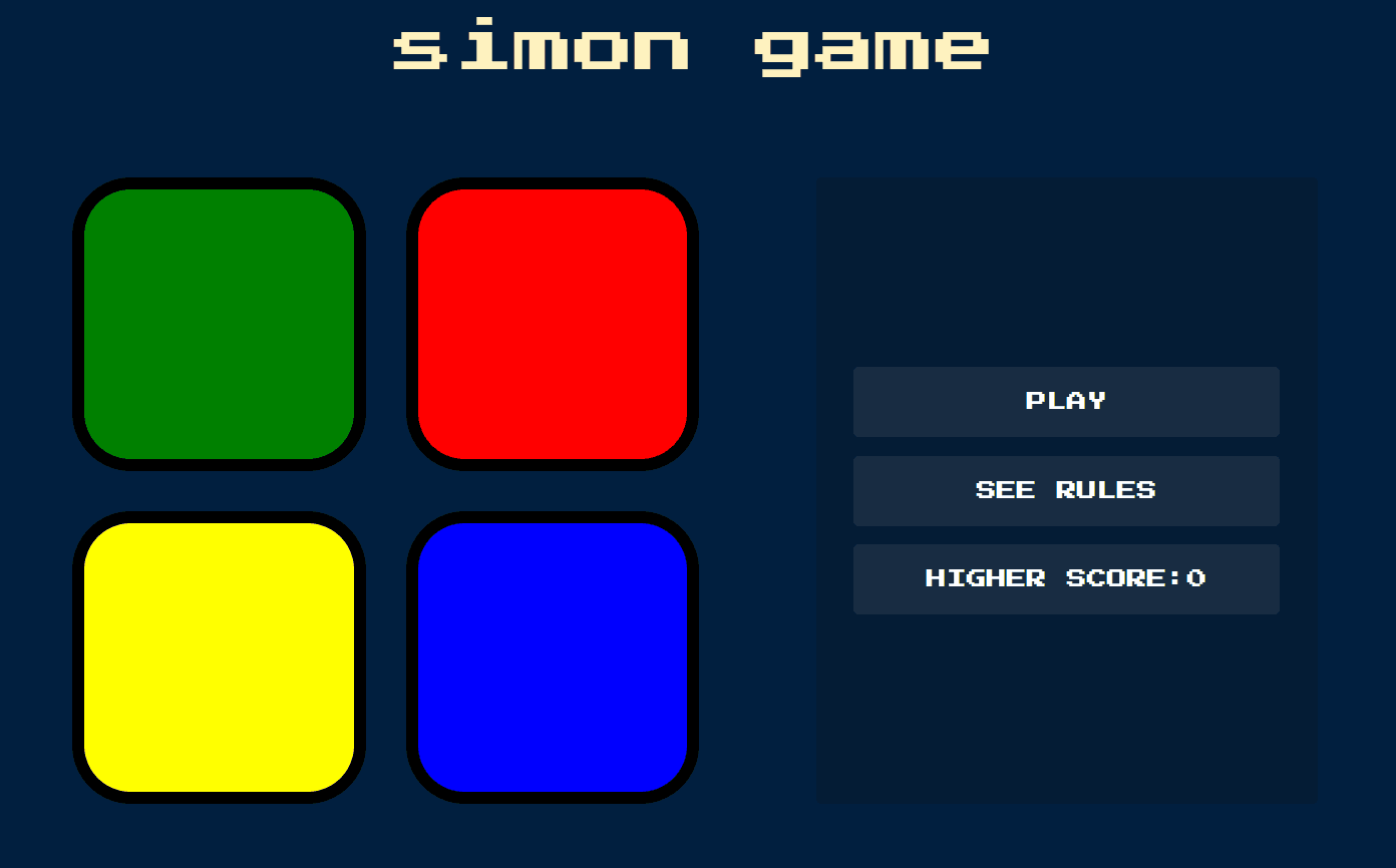 Simon Game - Memory Game project by Mohamed Wael. A game of lights and sounds in which players must repeat random sequences of lights played by the computer.